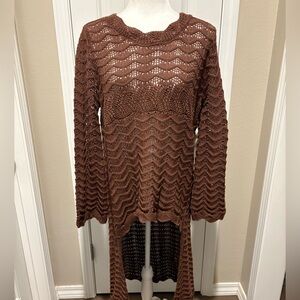 NWT-Small Chocolate Brown Knit High Low Sweater